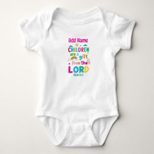 "Kinderen zijn een geschenk van de Heer" (roze) Romper