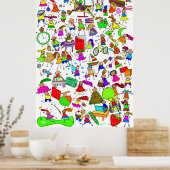 Kinderen zijn een geweldige Cute Cartoon Stick Fig Poster (Keuken)