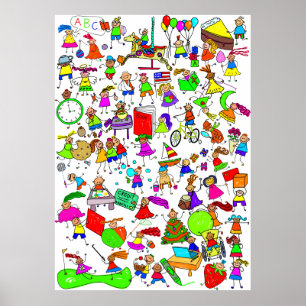 Kinderen zijn een geweldige Cute Cartoon Stick Fig Poster