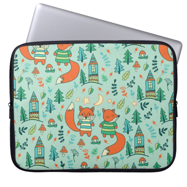 Kinderen zijn naadloos met jonge vossen. Grappig k Laptop Sleeve (Voorkant)