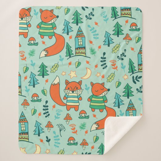 Kinderen zijn naadloos met jonge vossen. Grappig k Sherpa Deken (Voorkant)