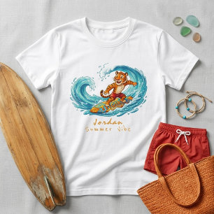 Kinderen Zomer Vibe Oranje Dier Grafisch Wit T-shirt