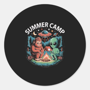 Kinderen zomerkamp alien ufo regisseur bemanning g ronde sticker