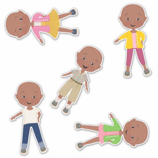 Kinderen zonder haar Stickers Set 1 (Voorkant)
