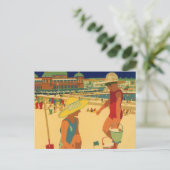 kinderen, zusters familievakantie bij strand briefkaart (Staand voorkant)