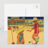 kinderen, zusters familievakantie bij strand briefkaart (Voorkant / Achterkant)