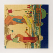  kinderen, zusters familievakantie bij strand legpuzzel (Horizontaal)