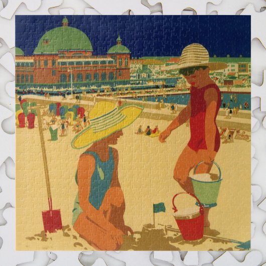  kinderen, zusters familievakantie bij strand legpuzzel