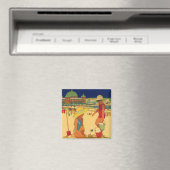  kinderen, zusters familievakantie bij strand magneet (Insitu (Vaatwasser))