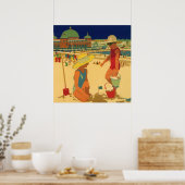  kinderen, zusters familievakantie bij strand poster (Keuken)