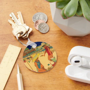 kinderen, zusters familievakantie bij strand sleutelhanger