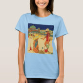  kinderen, zusters familievakantie bij strand t-shirt (Voorkant)