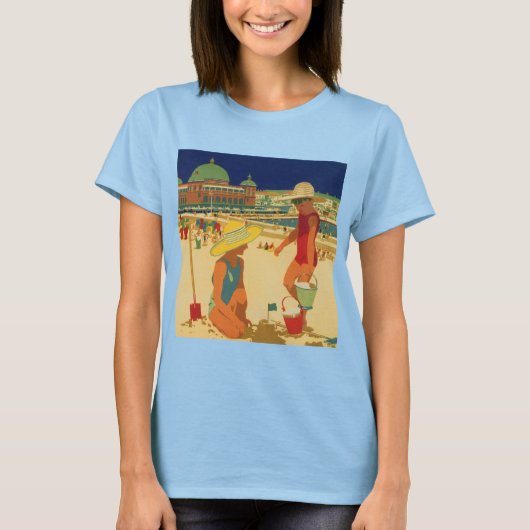  kinderen, zusters familievakantie bij strand t-shirt (Voorkant)