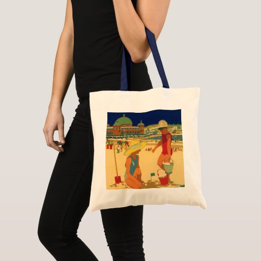  kinderen, zusters familievakantie bij strand tote bag (Voorkant (product))