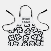 Kinderen Zwart-wit Floral Modern Schort (Voorkant)