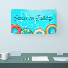 Kinderen Zwembad Feest Kleurrijke Zwemringen Banne Spandoek