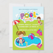 Kinderen zwembadfeest kaart (Voorkant)