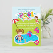 Kinderen zwembadfeest kaart (Staand voorkant)