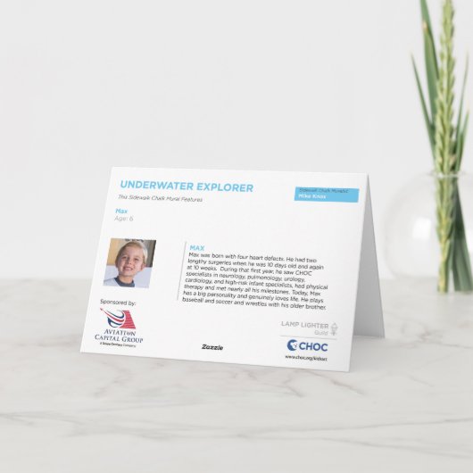 KinderenArt voor CHOC - Onderwaterverkenner Bedankkaart (Achterkant)