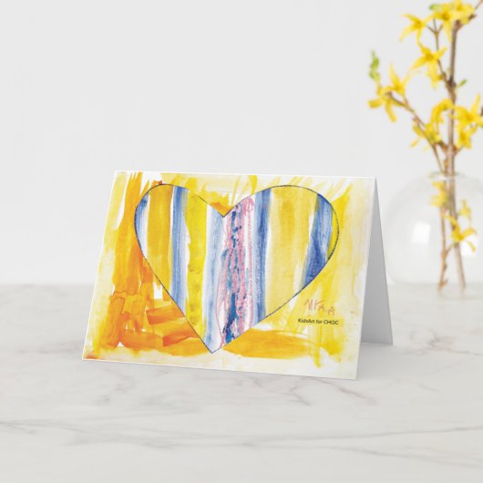 KinderenKunst voor CHOC - Big Heart Card Kaart (Gele Bloem)