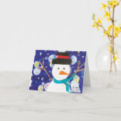 KinderenKunst voor CHOC - Winter Snowman Kaart (Gele Bloem)