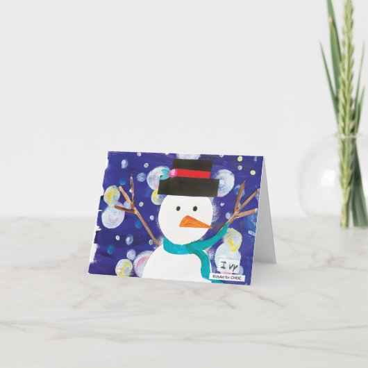 KinderenKunst voor CHOC - Winter Snowman Kaart (Voorkant)