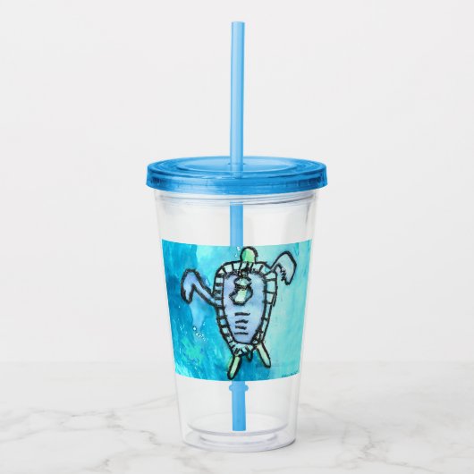 KinderenKunst voor CHOC - Zee schildpad Acryl Drinkbeker (Voorkant)