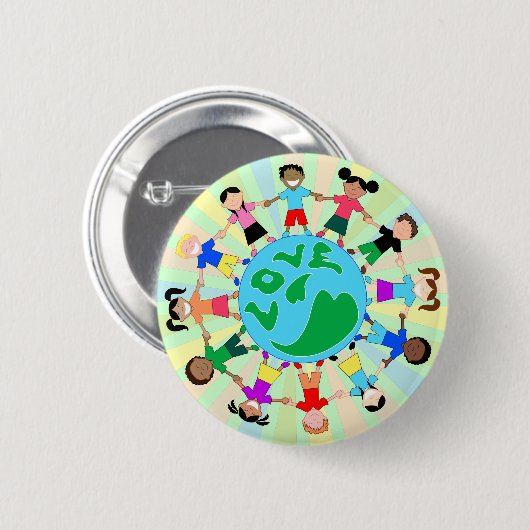 KinderenLoveGlobe Ronde Button 5,7 Cm (Voorkant /achterkant)