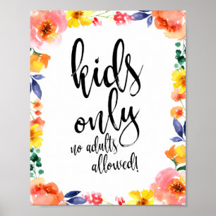 Kinderentafel Bloemenschildering 8x10 Bord voor Tr Poster