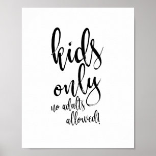 Kinderentafel zwart en wit 8x10 bord voor bruiloft poster