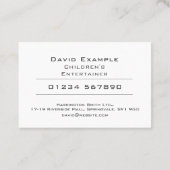 Kinderentertainer met foto van de houder visitekaartje (Achterkant)