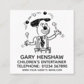 Kinderentertainer of Juggler Vierkante Visitekaartje (Voorkant)