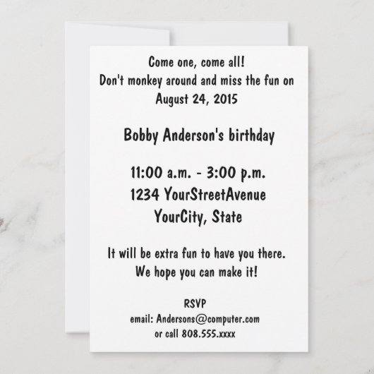 Kinderfeest Kaart (Achterkant)