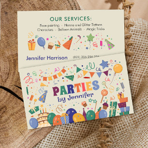 Kinderfeest planner - Schattige Whimsical Cartoon Visitekaartje