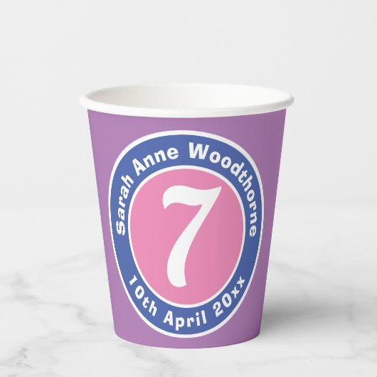 Kinderfeestdag feestdag met leeftijd papieren bekers (Voorkant)