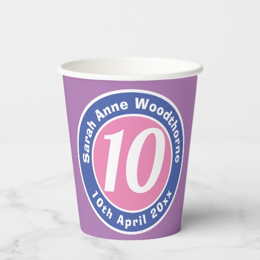 Kinderfeestdag feestdag met leeftijd papieren bekers (Achterkant)
