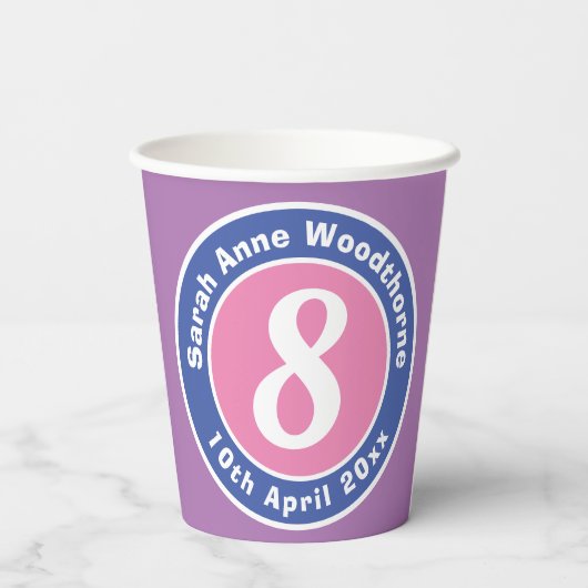 Kinderfeestdag feestdag met leeftijd papieren bekers (Achterkant)