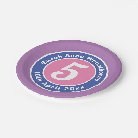 Kinderfeestdag feestdag met leeftijd papieren bordje (Gekanteld)