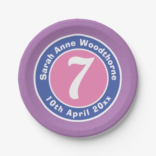 Kinderfeestdag feestdag met leeftijd papieren bordje (Voorkant)