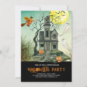 Kinderfeestje in een spookhuis met Halloween Kaart