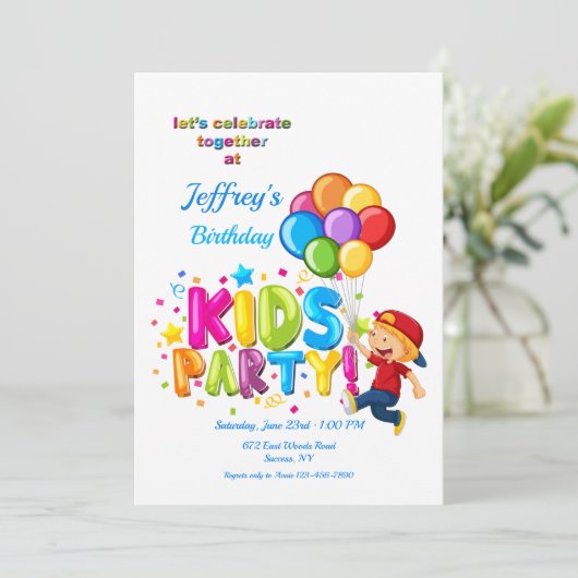 Kinderfeestje Kaart (Staand voorkant)