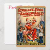 Kinderfeestje met een  clown kaart (Voorkant / Achterkant)