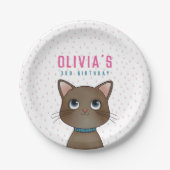 Kinderfeestje met kattenthema papieren bordje (Voorkant)