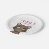 Kinderfeestje met kattenthema papieren bordje (Gekanteld)