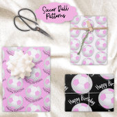 Kinderfeestje Roze & Wit Guinee Pig Voetbal Inpakpapier Vel