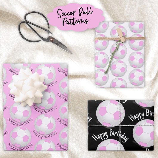 Kinderfeestje Roze & Wit Guinee Pig Voetbal Inpakpapier Vel