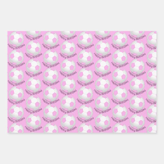 Kinderfeestje Roze & Wit Guinee Pig Voetbal Inpakpapier Vel (Voorkant)