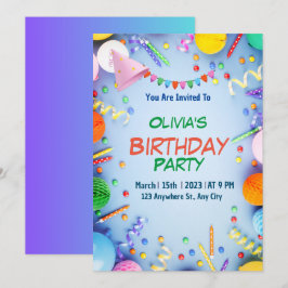 Kinderfeestje van waterverf meisjes Gifts Kaart