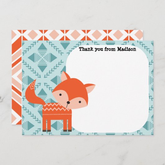 Kinderflatpanel Dank u wel kaarten Rode vos Notitiekaartje (Voorkant / Achterkant)