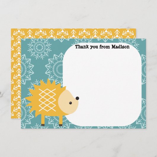 Kinderflatpanel Hartelijk dank voor de egel Bedankkaart (Voorkant / Achterkant)